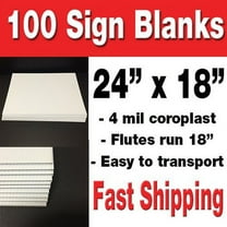 100 Pack of 18x24 Blank Corrugated Plastic Signs