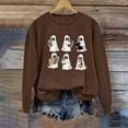 thumbnail image 4 of Fall Clearance,GA WEIHUA Halloween Sweatshirts for Women Cute Ghost Reading Books Sweater Pullover Funny Spooky Bookish Shirt 2024 Fall Trendy Long Sleeve Tops,Brown,M, 4 of 5