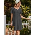 thumbnail image 3 of Pijama Ekouaer de algodón con botones para mujer, color gris, 3 of 6