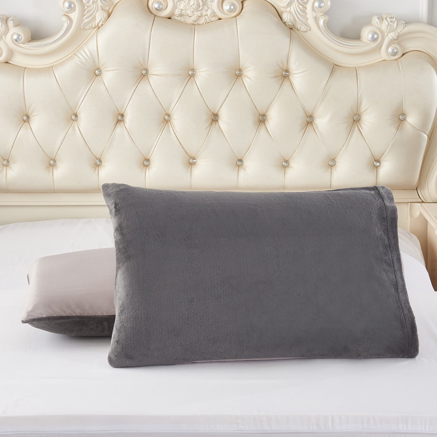 JML Sherpa Fleece Bed Blanket Cal King 3 Pieces,Thick Warm Blanket,Grey,87" x 95",7.5lb