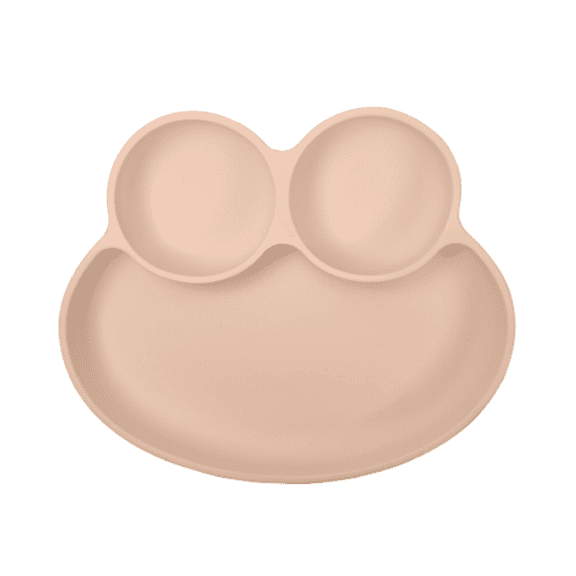 Abiie Octopod Frog Silicone Plates with Suction - Spill Proof, Easy to Clean - BPA-Free Bowl - Suction Plates for Baby and Toddler - Training & Feeding Divided Grip Dish (Apricot Blush)