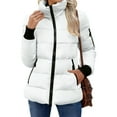 thumbnail image 3 of LEBONYARD Women's Trendy Stand Up Collar Solid Color Long Sleeve Warm Puffer Jacket Casual Loose Fitting Pocket Ladies Winter Outerwear Padded Jacket, 3 of 7