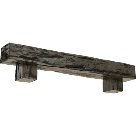 

Ekena Millwork 6 H x 10 D x 48 W Riverwood Faux Wood Urethane Fireplace Mantel Kit W/ Alamo Corbels Burnished Honey Dew
