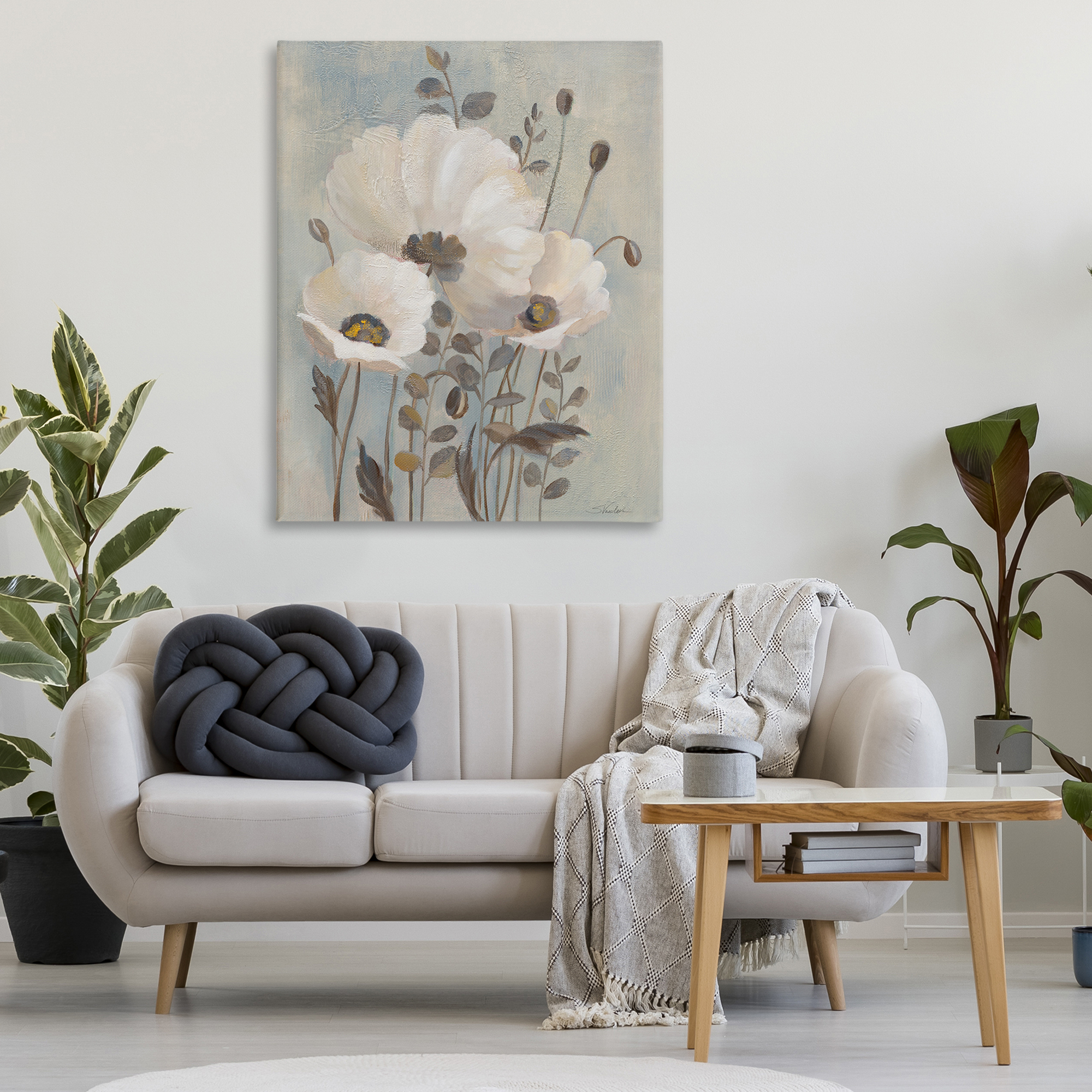 Stupell Industries Traditional Neutral Poppies Botanical & Floral Painting Gallery Wrapped Canvas Art Print Wall Art, 36 x 48