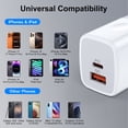 thumbnail image 6 of PD & QC Dual Port Type C Charger Block Fast Wall Charger with 2Pcs 6FT Braided Cable, Power Adapter Compatible with iPhone 17/16/15 Pro Max iPad Pro Galaxy S26 Android, White, 6 of 7