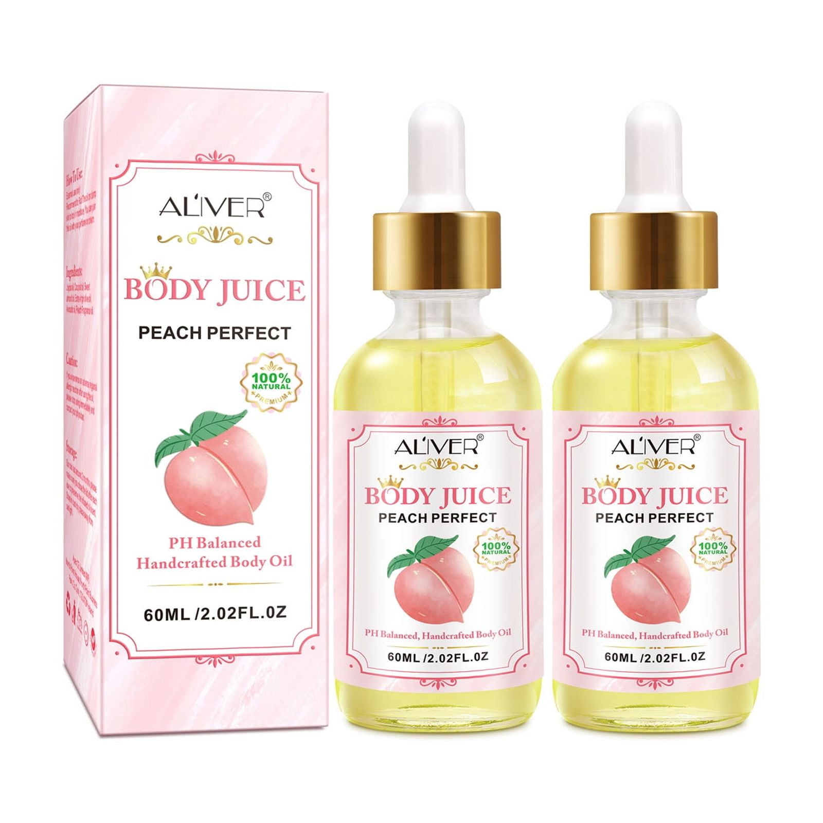 Aliver Body Juice Oil Peach Perfec-Essential Oils for Women's Private Parts-Reduce Odor and Ph Balanced - 2 Pack