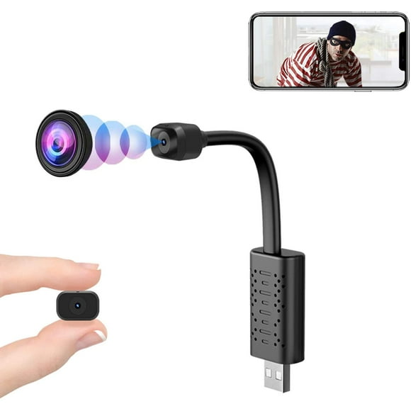 Small USB Camera WiFi, Rettru U22 Mini HD IP Camera Nanny Cam Wireless with Night Vision, AI Human Motion Detection,