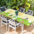 thumbnail image 2 of Happy Easter Table Cloths for 8 Foot Rectangle Tables, Rabbits Eggs Spring Daisy Floral Grass Yellow Patio Waterproof Elastic Fitted Tablecloths, Washable Rectangular Table Cover for Camping, 2 of 8