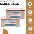 thumbnail image 5 of Amak Inc Clothes Storage Bag with Zipper, Foldable Blanket & Saree Storage Cover for Wardrobe Organization PACK OF 05, 5 of 6