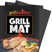 Grillaholics Grill Mat - Set of 2 Heavy Duty BBQ Grill Mats - Non Stick, Reusable, and Easy to Clean Barbecue Grilling Accesso