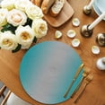 thumbnail image 2 of Teal Grey Ombre Round 13 Inch Placemats Set of 6, Gradient Contemporary Abstract Art HeatResistant Non Slip Place Mats for Dining Table, Wipeable Braided Kitchen Table Mats for Housewarming, 2 of 9