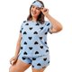 thumbnail image 1 of Conjunto de 3 piezas de pijama de corazón para mujer, talla grande, playera corta, ropa de dormir con máscara de ojos Azul 4XL Extra amplio Azul 4XL Extra amplio Xishao ropa, 1 of 2