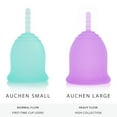 thumbnail image 4 of AUCHEN Menstrual Cups, Reusable Period Cup for Beginners | Tampons & Pads Alternative, FDA Approved Silicone Menstrual Cup Set, Superior to the Diva Cup | Double Cups (Regular and Heavy Flow) - Purple, 4 of 6