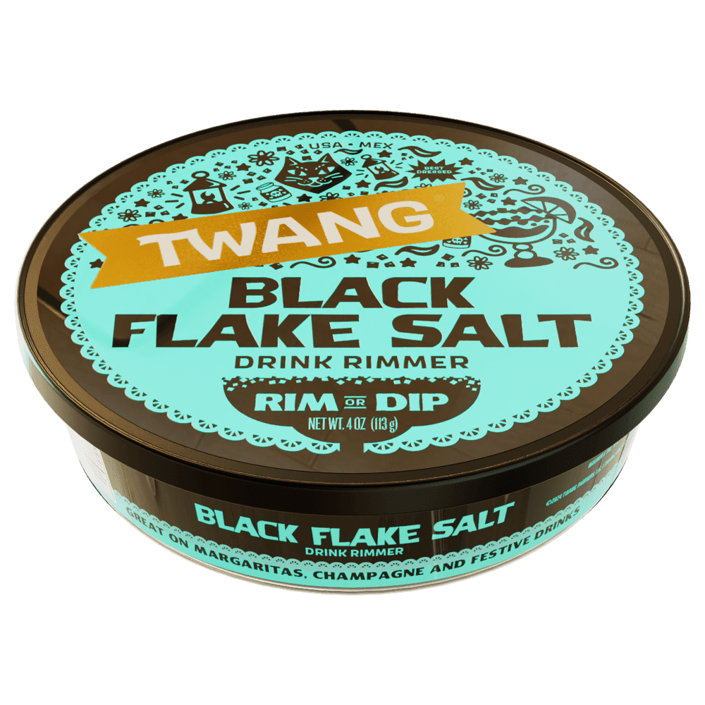 Twang Black Margarita Flake Salt Drink Rimmer, 4 oz; Halloween; Spooky; Dia de los Muertos