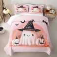 thumbnail image 2 of Feelyou Cute Ghost Witch Hat Quilt Full, Kawaii Halloween Pumpkin Full Bedspread Sets, 3-Piece, 1 Comforter and 2 Pillowcases, 2 of 7