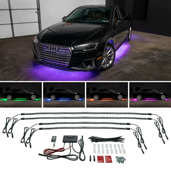 LEDGlow 4pc Million Color SMD LED Slimline Underbody Underglow Lighting Kit
