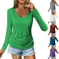 thumbnail image 2 of gakvbuo Long Sleeve Tunic Tops for Women Womens V Neck Long Sleeve Shirts For Women Ruched Tops Casual Tshirts Fall Winter Tops 2024, 2 of 8