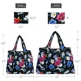 thumbnail image 2 of Wrapables Large & Small Foldable Tote Nylon Reusable Grocery Bags, Set of 2, Midnight Bouquet, 2 of 5