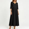 thumbnail image 4 of Guieoi Womens Dresses Fall Plus Size Round-Neck Loose Casual Button-Down Long-Sleeve Dress with Waist Tie Green S, 4 of 6