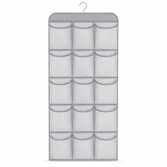 PLERISE Dual Sided Hanging Organizer, 30 Large Pockets, Grey