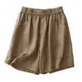 thumbnail image 5 of oqasdz Women's Linen Shorts Elastic High Waist Casual Loose Fit Solid Color Summer Shorts with Pockets Vintage Trendy Outdoor, 5 of 5