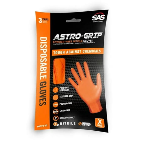 

SAS Safety SAS-66574-22 High-Visibility Extra Large Astro Grip Nitrile Glove - Pack of 3