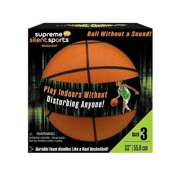 Supreme Silent Hoops Indoor Mini Basketball, Size 3, Premium Foam, Ages 3 