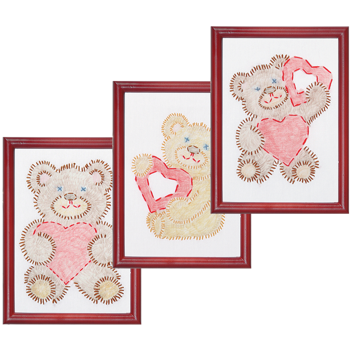 Stamped Embroidery Kit Beginner Samplers 6" x 8" 3 per package, Fuzzy Bears - image 3 of 3