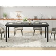 thumbnail image 3 of Garvee 70.8" Long Dining Table for 6-8 People, Large Rectangular Kitchen Table with Sturdy Metal Legs, Modern Industrial Dining Table with Rounded Corners, Black, 3 of 7