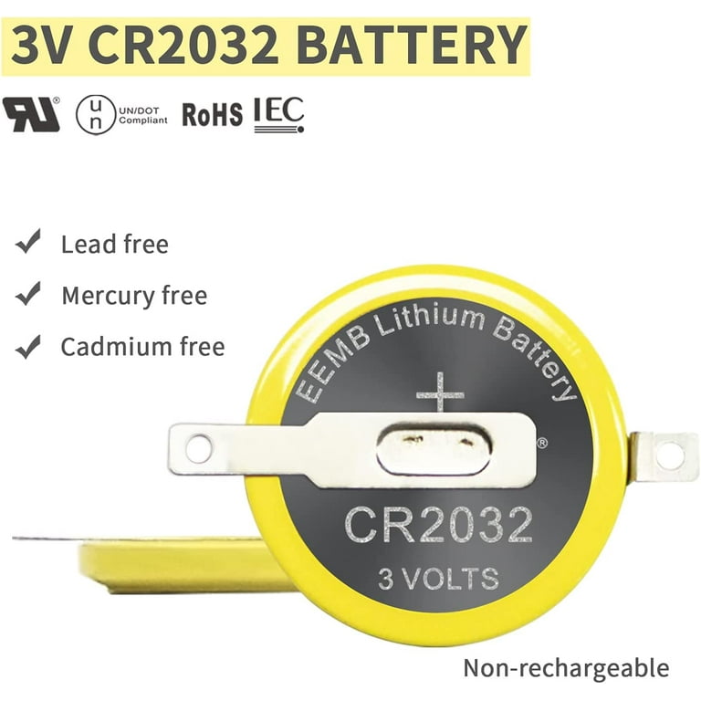 10-Pack CR2032 Tabbed Lithium Batteries With Solder Tabs - 3V Coin Cell For Gameboy, Sensors & Electronics