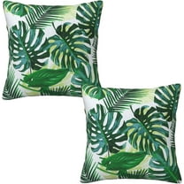 Tropical Leaves Pillow Covers 18x18 Set of 2, Green Palm Leaf Throw Pillow Covers Outdoor Decorative Pillow Case for Couch Bed Sofa Cushion Home Decor