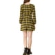thumbnail image 3 of Vestido a línea de cuadros de manga larga con escote cuadrado para mujer Inspire Chic, negro-amarillo, 3 of 7
