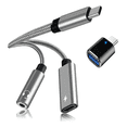 thumbnail image 1 of Adaptador Usb C A Jack 3.5 Mm Con Adaptador De Carga Pd De 25 W, Adaptador Usb Xtellar plateado, 1 of 3