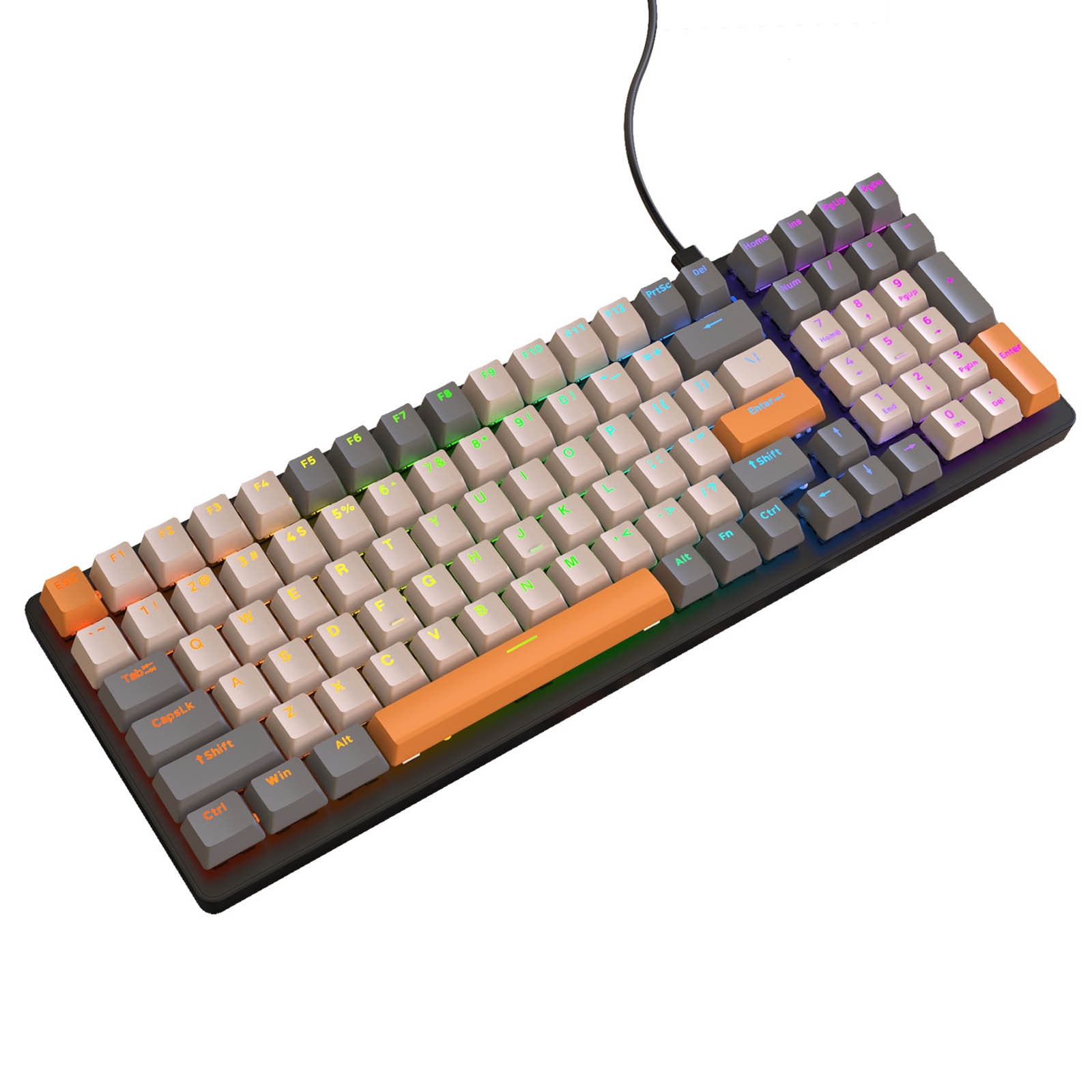 Iumwxz Computer DeskTop Gaming Keyboard 100 Key Mechanical Keyboard Type-C Wired Rgb Led Backlit Red Gaming Mech Keyboard Clearance Christmas home decor christmas clearance outdoors indoor