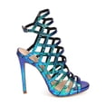 thumbnail image 2 of Liliana DI38 Women Hologram Snakeskin Open Toe Hollow Out Stiletto Sandal, 2 of 6