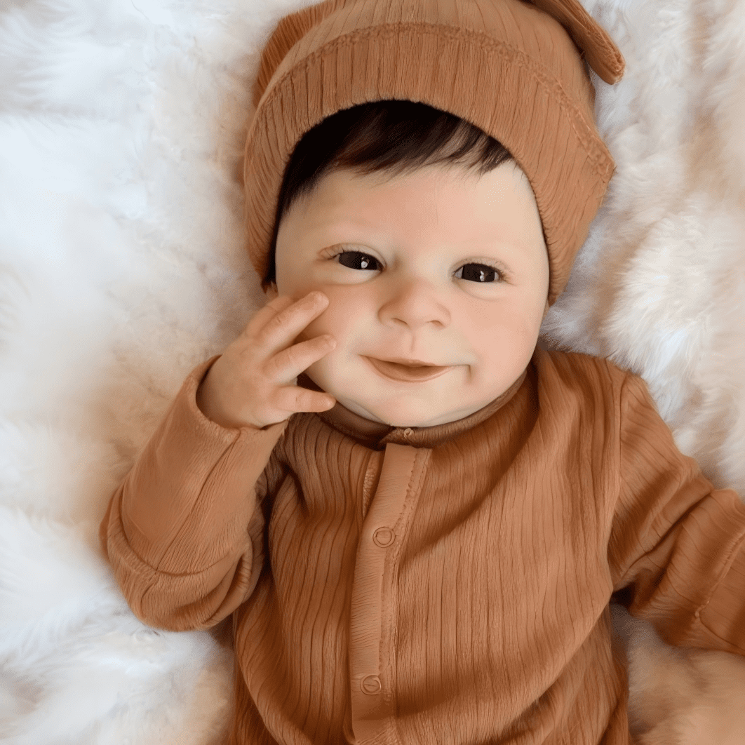 iCradle Lovely Smiling Lifelike Reborn Baby Dolls Girl 18 Inch 46 cm Cuddly Newborn Babies Handmade Cloth Body Implanted Hair Xmas Birthday Gift for Kids 3+