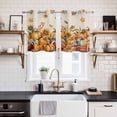 thumbnail image 2 of 2 Panels Kitchen Tier Curtains 39 Inch Length, Fall Pumpkin Grommets Window Treatment Curtain, Vintage Rugby Pumpkin Sunflower Maple Leaf Thermal Curtains Drapes for Living Room/Bathroom, 2 of 9