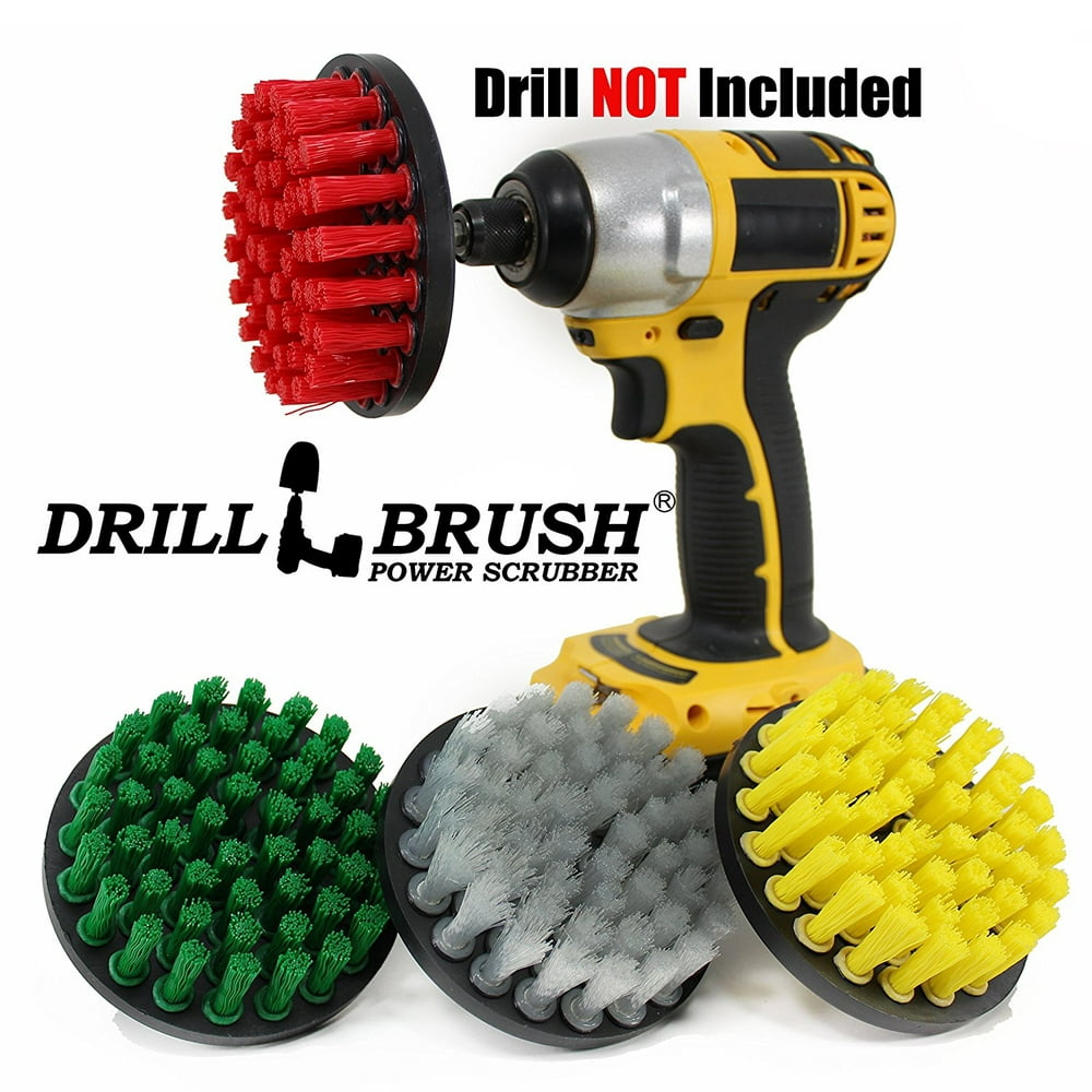 Nylon Rotary Power Scrub Brush Cleaning Kit fits Your Cordless Drill by Drillbrush