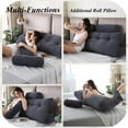 thumbnail image 4 of ColourTree Grey 39" L x 8" W x 20" H Wedge Headboard Pillows with 1 Head Roll Pillow Bed Wedge Pillow for Headboard Large Bolster for Bed Rest Reading Pillows Backrest Pillows, 4 of 6