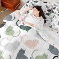 thumbnail image 4 of jejeloiu Colorful Cartoon Cat 7-Piece Twin Bedding Sets,Kawaii Animals Lover Bedding Comforter Set For Girls Women Reversible, 4 of 8