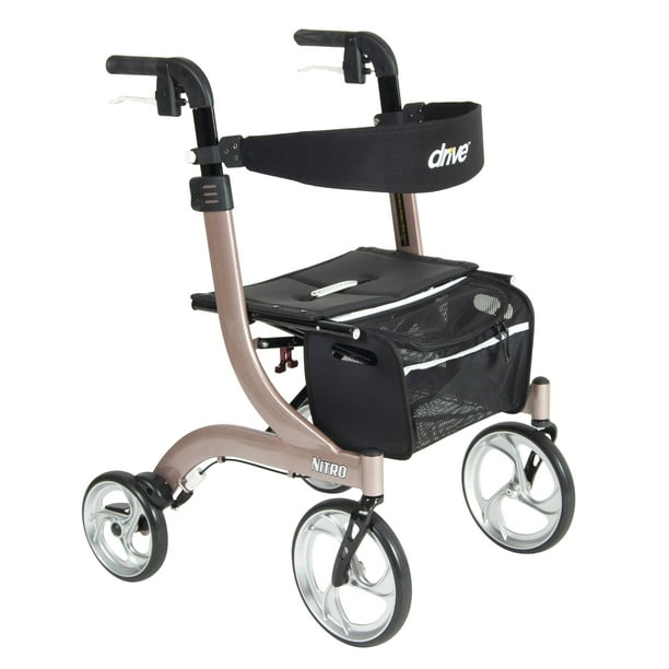 Drive Medical Nitro Euro Style Rollator Rolling Walker, Rose Gold