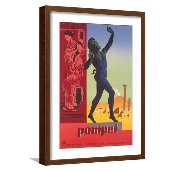 Art.com Travel Poster for Pompei Art Print, Brown Frame Wall Art, 17" x 23"