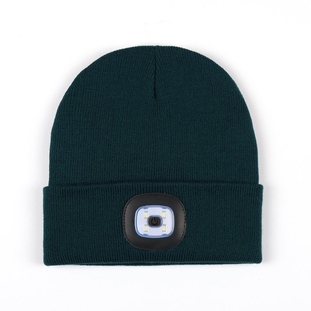 Gorro de punto con luces LED dobles para deportes al aire libre recargables, luz blanca delantera, luz roja trasera, luces dobles, lámpara LED