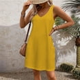 thumbnail image 6 of Kagetolytai Dresses for Women 2024 Women's Casual Sundress with Pockets Summer Boho Beach Dress T-Shirts Dress V Neck Loose Tank Dresses Summer Dresses for Women 2024 Yellow 2XL, 6 of 7