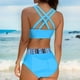thumbnail image 4 of Gibobby Conjunto de Bikini Bikini de cintura alta para mujer, bañadores sexys de dos piezas con realce, traje de baño Vintage, conjunto de Bikini Retro f(Azul,M), 4 of 5