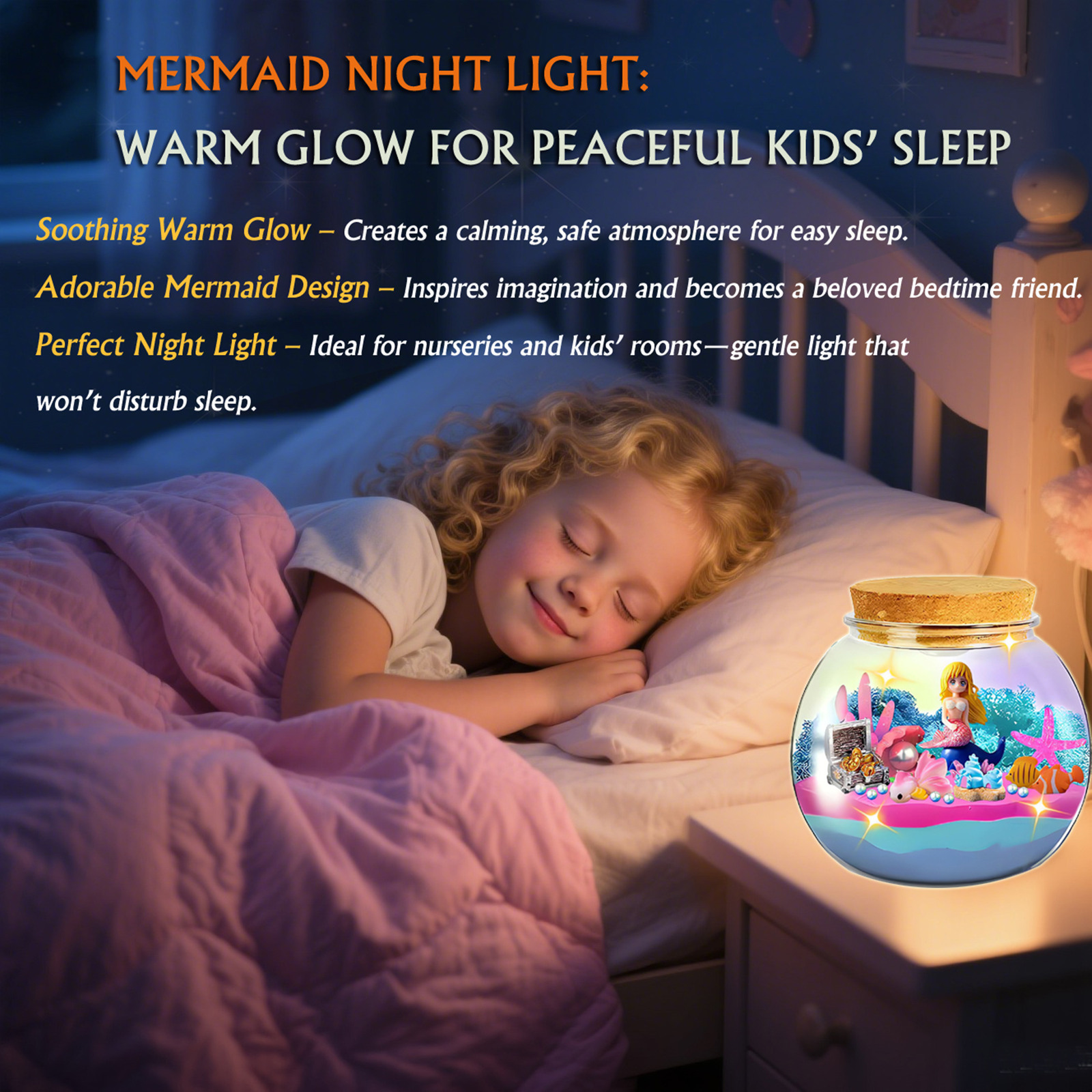 Mermaid Terrarium Craft Kit for Kids, 13 Colors LED Night Light with Remote, Creative Birthday Gift for Girls Age 3-12, DIY Your Own Ocean Theme Decor