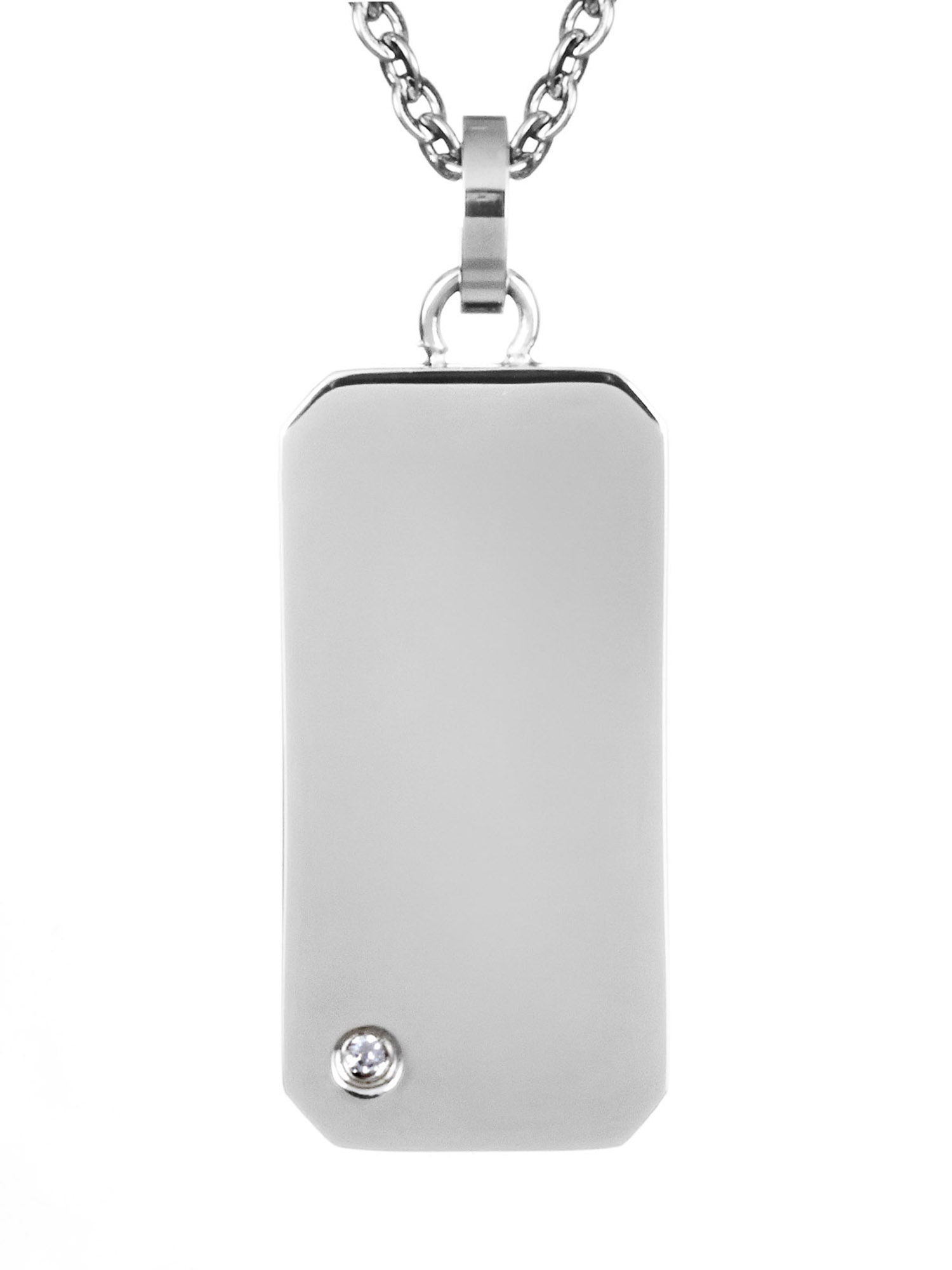 Coastal Jewelry Coastal Jewelry Cubic Zirconia Engravable Mini Stainless Steel Dog Tag