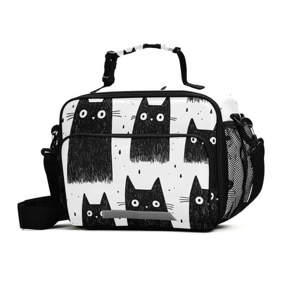 ALAZA Cat Lunch Box Insulated Cooler Bag Reusable Tote Bags Shoulder Strap
