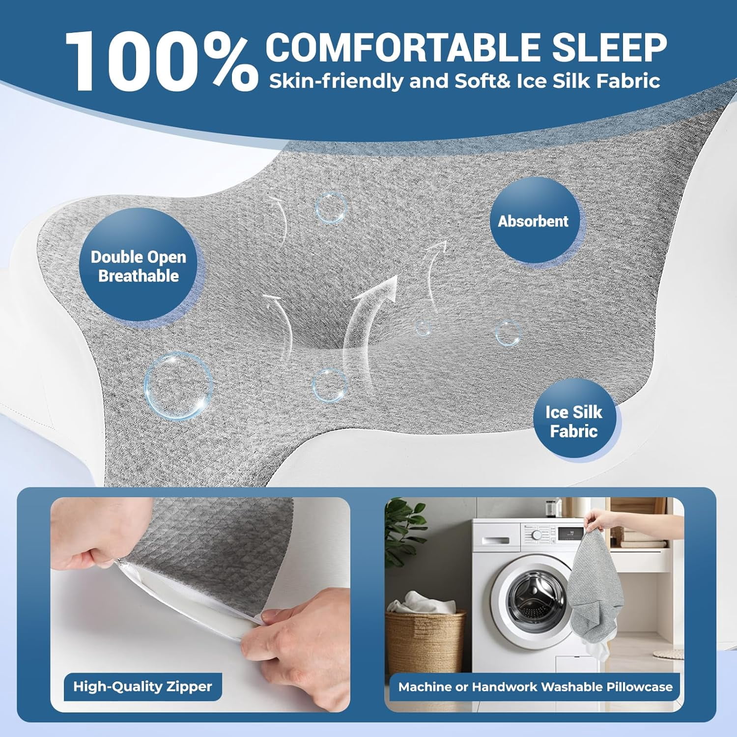 Ergonomic Memory Foam Bed Wedge Pillow for Reading, Lying, and Back Support on Bed, Couch, or Floor - Grey
