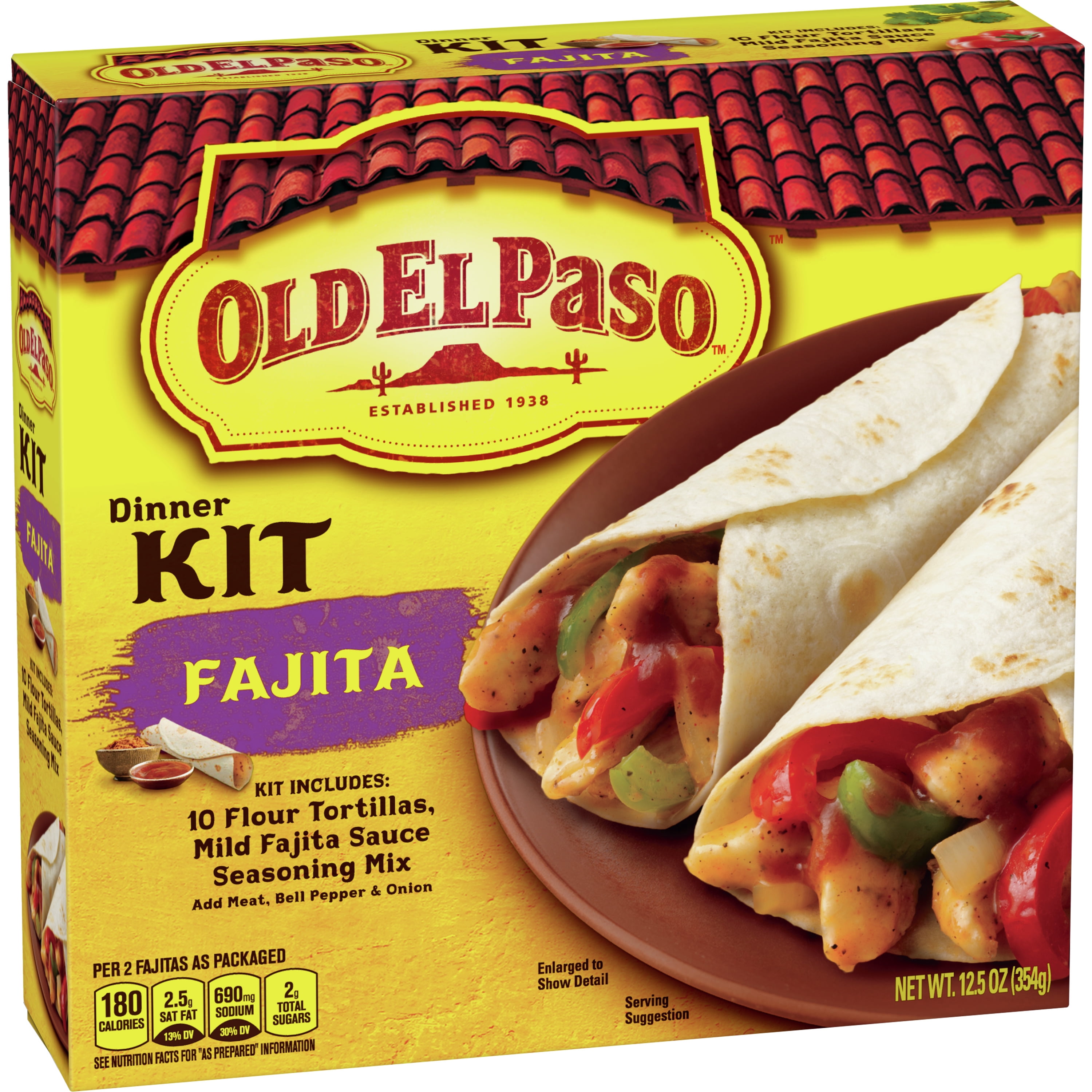 Old El Paso Fajita Dinner Kit With Flour Tortillas, Mild Fajita Sauce & Seasoning Mix, 12.5 oz